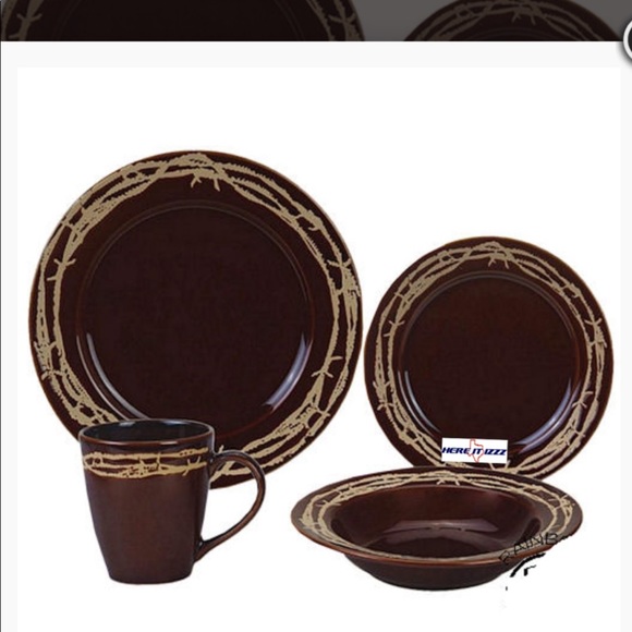 COPY - 16 piece porcelain dinnerware set barbwire - Picture 3 of 3